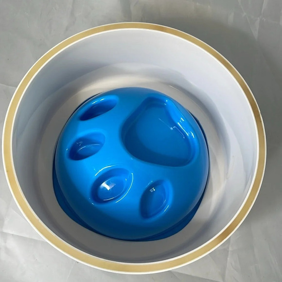 FELLIP Slow Feeder Dog Dish Blue White Large Breed 2 Pc Non Slip - Picture 7 of 8